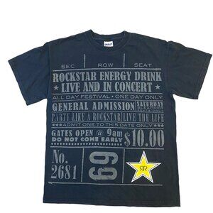 Rockstar Energy Drink T-Shirt Graphic Logo Mens Medium Short Sleeve Black